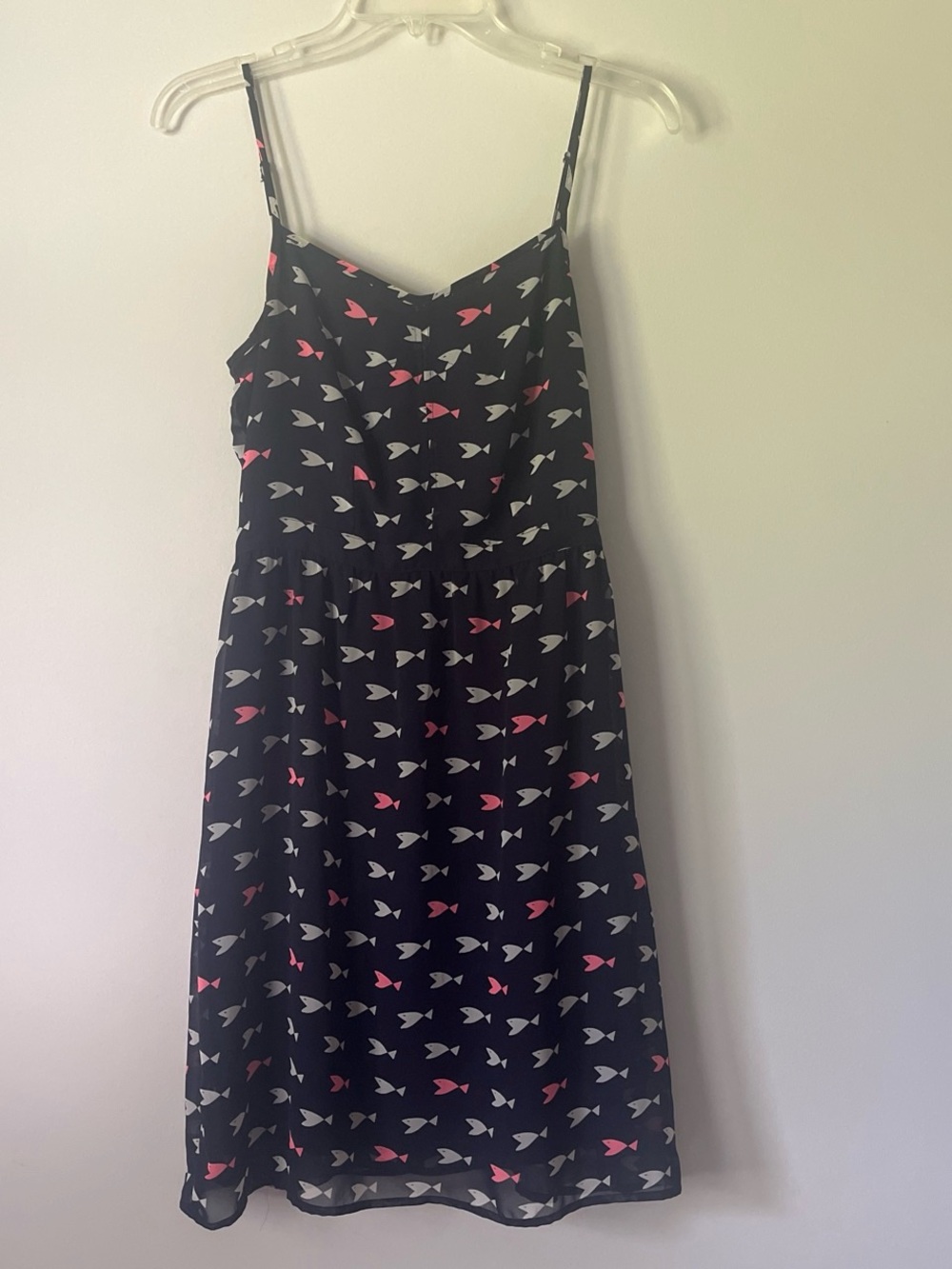 Navy Dress with Pink & White Fish Print